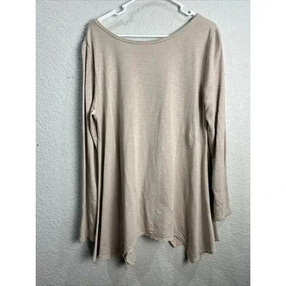 Knox Rose Asymmetrical Hem Tunic Top Womens XL Tan Long Sleeve Neutral Capsule - Picture 3 of 8